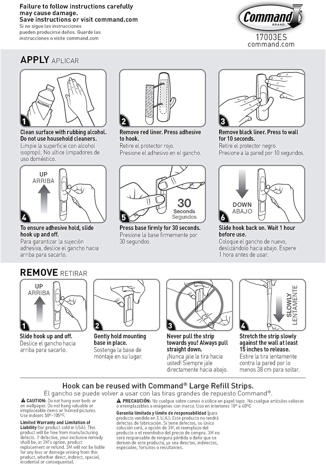 Command Large Utility Hooks, 7-Hooks, 12-Strips, Organize Damage-Free